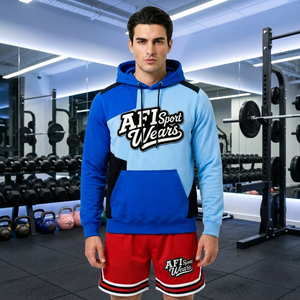 Sweat à capuche homme AFI Sport Wears, color block, manches classiques, hiver, respirant, éco-responsable, 420g, en molleton bouclette français - Product Image 5