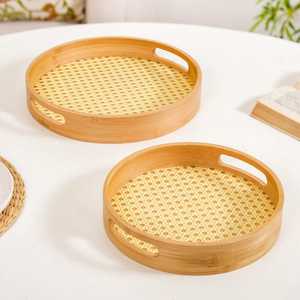 Plateau de service rectangulaire en bois avec poignée métallique, ustensiles de cuisine, plateau de présentation alimentaire, vaisselle en bois de qualité supérieure, plateaux de service pour aliments - Product Image 3