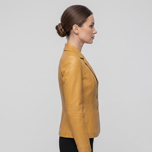 Women's Button Down <b>Leather</b> Sport Coat <b>Blazer</b> Women Business <b>Leather</b> <b>Blazer</b> Coat Women's Fashion <b>Leather</b> <b>Blazer</b> Outerwear - Product Image 3
