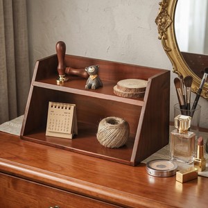 Handmade Wooden Makeup Organizer with Two Shelves for Cosmetics and Beauty <b>Tools</b> Simple Style Storage <b>Box</b> - Product Image 3