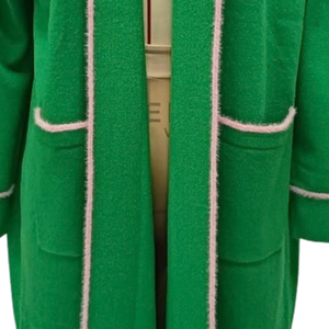 AKA Long <b>Cardigan</b> <b>Sweater</b> Green Women Sorority Inspired Open Front Knitwear Long Sleeve Casual Knitted Coat Elegant Ladies - Product Image 4