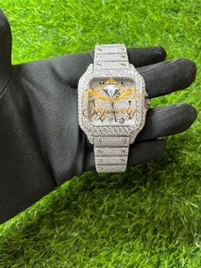Iced Mechanical <b>Watch</b> <b>Square</b> Dial Crystal Bracelet Wristwatch <b>for</b> Party Gift - Product Image 1