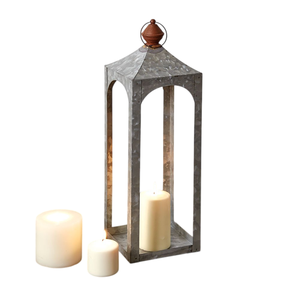 Lanterne moderne en acier galvanisé avec poignée pour la décoration de la maison et de la ferme, porte-bougie durable, lanterne à bougie vintage - Product Image 6
