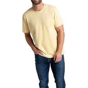 Men's Plain Yellow Short Sleeve T-<b>Shirt</b> Regular Fit 100% Cotton O-Neck Casual Wear - Product Image 1