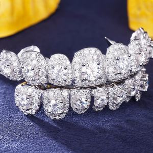 AMBER JEWELS T-783 ชุดกริลล์ซ์เคลือบโรเดียมแท้ 14K ประดับคริสตัลเรขาคณิตและพลอยสังเคราะห์ สำหรับฮิปฮอป ยูนิเซ็กส์ งานแต่งงาน - Product Image 3