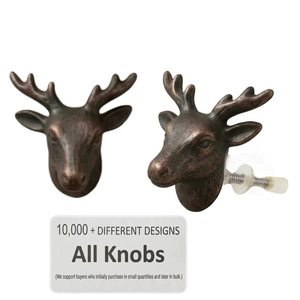 Ba Cast Iron Deer Head <b>Industrial</b> Design Cabinet Knob Novelty Shape Rustic Furniture Handle for Kitchen Bedroom Home Office Easy - Product Image 5