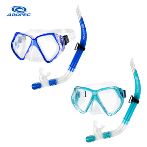 Ensemble de plongée en apnée Aropec pour adultes avec masque à 2 lentilles et tuba à embout sec, équipement de sports nautiques certifié CE - OEM/ODM/OBM - Product Image 1