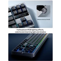 Clavier de jeu mécanique MK71 Pro Tri-Mode avec rétroéclairage RVB, 2.4G/USB, taille standard, doté d'un écran LCD et d'un bouton métallique
