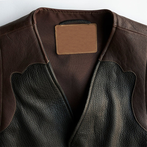 Wholesale Men's Winter Leather Vest with Custom Logo Printing OEM Service Customizable Color & Design Leather Vest With OEM - Product Image 6