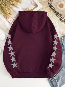 Solid colour High Quality Wholesale Factory Custom Rhinestone Women <b>Hoodies</b> <b>Fleece</b> Logo Design Full Zip up Rhinestone <b>Hoodies</b> - Product Image 5