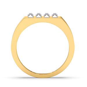 แหวนตราประทับทองคำประดับเพชรสี่แถว - Product Image 2