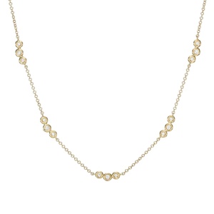 Collier superposé de luxe moderne en or massif 14K 18K avec trois diamants, serti clos, diamant de laboratoire taille ronde solitaire - Product Image 1