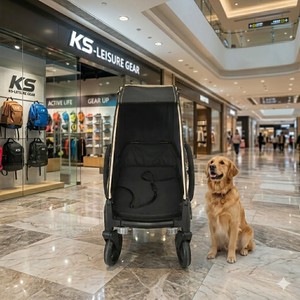 Remolque para Perros Grandes KS-6200, Remolque para Bicicleta con Suspensión Independiente, Llantas Inflables de 20 Pulgadas/Llantas Giratorias de EVA de 8 Pulgadas, Marco Plegable de Aluminio - Product Image 1