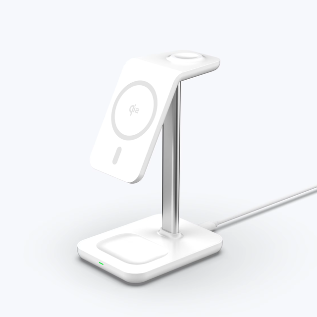 Qi2 Certified 3-in-1 Magnetic Wireless Charger Stand 15W Fast Charging Station for iPhone Apple Watch AirPods