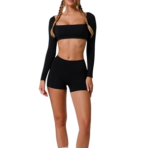 Shorts Deportivos Casuales de Cintura Alta para Mujer, Shorts de Chándal de Color Sólido con Cierre Elástico en la Cintura, Tejido de Punto Transpirable 100% - Product Image 5