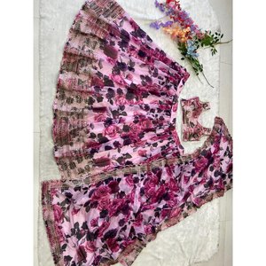 Beautiful Lehenga Choli with Zari Work for Parties Elegant <b>Shawl</b> Design - Product Image 2