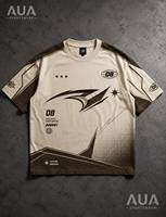 Jersey Hoki Lengan Panjang Pria Syn Putih Hitam dengan Trim Kontras V-Neck Gaya Sporty Logo Cetak di Bagian Depan