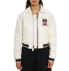 Veste de baseball en cuir respirant brodée de haute qualité pour femmes Avirex, couleur entièrement personnalisable, coupe-vent, écologique, séchage rapide - Product Image 3