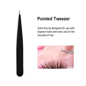 Juego de Pinzas para Cejas y Pestañas de Acero Inoxidable Negro Antiestático, Herramientas de Maquillaje con Punta Inclinada, Logotipo Personalizado, Venta al Por Mayor - Product Image 5