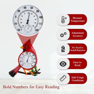 Grand thermomètre mural extérieur avec hygromètre, facile à lire, décoratif, pour intérieur/extérieur, pour patio - Product Image 4