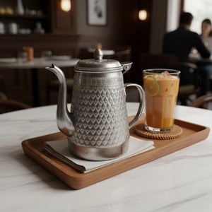 Stainless Steel Eco-Friendly Tea Coffee <b>Pot</b> Cover <b>Lid</b> Stylish Beverage Kettle Luxury Serving Design Polished Finish Hotel - Product Image 5