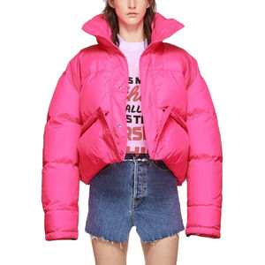 Chaqueta de Plumón Corta para Mujer, Gris, de Alta Calidad y Precio Económico, Estilo Moderno, con Capucha y Cierre, para Invierno - Product Image 1