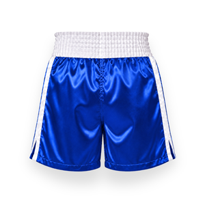 Shorts de boxe décontractés pour hommes en toile bleue 100 % polyester, taille mi-haute unie avec cordon de serrage - Product Image 2