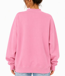 Sweat-shirt oversize à col montant pour femme en coton doux et molleton épais avec patch brodé, vente en gros, usine de vêtements personnalisés - Product Image 2