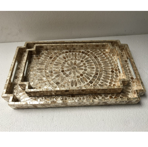 Plateau en nacre, magnifique plateau décoratif pour la maison, plateau de service, plateau rectangulaire en coquillages - Product Image 2