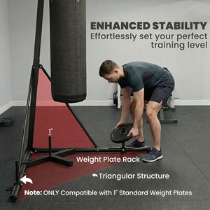 Sacco da Boxe Autoportante per Adulti, Regolabile in Altezza 185-230 cm, in Tela e Pelle PU Nera, Supporto Incluso - Product Image 6