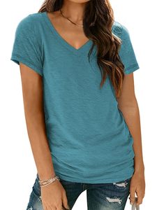 Camiseta de Verano Ecológica para Mujer, Manga Corta, Corte Holgado, Cuello en V, con Estampado, Transpirable y de Secado Rápido, para Uso Casual y Fiestas - Product Image 1
