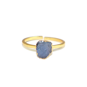 Fashion Jewelry Natural Tanzanite Gemstone Gold Electroplated Adjustable <b>Ring</b> Fancy Shape For Women Girls Wholesale Bulk - Product Image 1