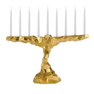 Bougeoir élégant classique à texture dorée en métal de forme personnalisée, décoration d'intérieur la plus vendue de haute qualité - Product Image 1