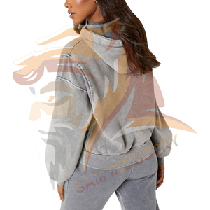 Cotton Fleece Fabric Winter Pullover Streetwear <b>Drop</b> Shoulder Hoodies New Style Women's High Quality Hoodies - Product Image 2
