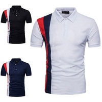 Chemise décontractée pour homme à manches courtes, en coton 100% tricoté, imprimée numériquement, avec blocs de couleur sur le devant, motif rayé, coupe classique, anti-plis