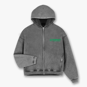 Sudadera con capucha y cremallera para hombre de alta calidad, original, OEM, de 450 GSM, con hombros caídos, lavado ácido. - Product Image 4