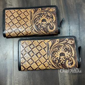 Nouvelle Pochette Femme en Cuir Véritable Faite Main et Gravée à la Main 2025 – Portefeuille Tendance avec Blocage RFID pour Dames - Product Image 1