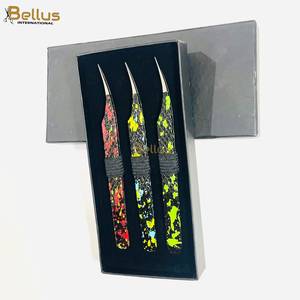 <b>Professional</b> Semi Curved Eyelash Extension Tweezers Double Tone Paper Coated Stainless Steel Durable Custom Logo Salon Use - Product Image 2