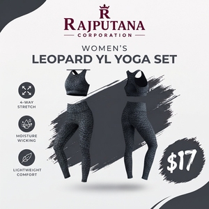 Rajputana Women's <b>Leopard</b> <b>Print</b> Yoga Set Racerback Crop <b>Top</b> <b>High</b> Waist Leggings 2 Piece Set Spandex Polyester Fitness Wear Set - Product Image 1