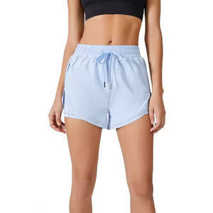 Shorts de yoga pour femmes taille haute vintage respirants en Spandex/Coton néon élastiques pour la course, l'entraînement, la gym, le sport, avec nœud et rivets, séchage rapide - Product Image 4
