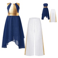 6-16 enfants filles louange culte tenue de danse robe métallique avec pantalon ensemble liturgique danse lyrique cérémonie choeur Festival événement