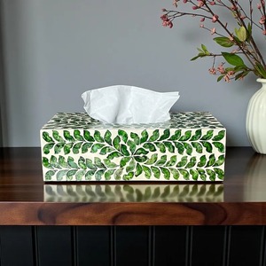 Caja de pañuelos de MDF de último diseño con incrustaciones de resina y nácar, caja de pañuelos de papel para mesa de sala de estar, accesorios de decoración para el hogar. - Product Image 3