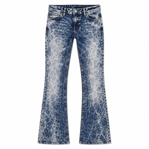 Women's Vintage Acid Wash Flare Jeans High Waist <b>Stretch</b> <b>Denim</b> Bell Bottom Pants Custom OEM ODM Wholesale Streetwear Fashion - Product Image 3