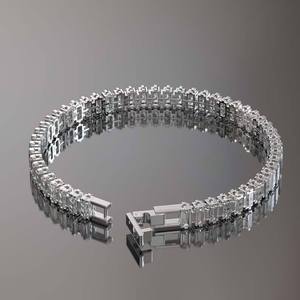 Pulsera de tenis de plata de ley 925 con corte baguette, de lujo, brillante, estilo hip hop, cadena de mano elegante para mujer, joyería fina - Product Image 2