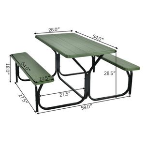 Set Tavolo e Panchine Pieghevoli Verdi per Picnic all'Aperto, Ideali per Aree Pranzo in Giardino o Stile Rustico - Product Image 3