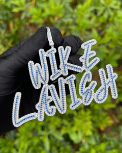 จี้ฮิปฮอปแบบเต็มตัวประดับเพชรโมอิสซาไนต์ VVS สองสี ชุบทอง เงินแท้ 925  พร้อมจี้ตัวอักษรชื่อสั่งทำพิเศษ - Product Image 6