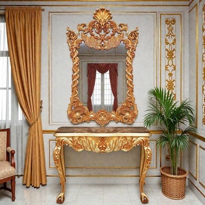 French Style Console <b>Table</b> With <b>Mirror</b> Frame Antique Design Wooden Frame wooden Top Hallway Entryway Living Room Furniture - Product Image 2