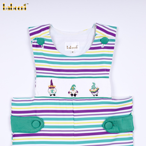 ชุดเด็กทารกชายแบบยาวธีมมาร์ดิกราส์ปรับแต่งได้ของ Babeeni ลายตัวการ์ตูนปักมือ ผ้าสแปนเด็กซ์/คอตตอน รับผลิตแบบ OEM ODM - BB3458 - Product Image 6