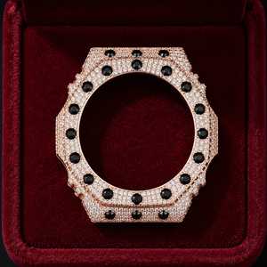 Lunette de montre dorée sertie de pierres noires et de diamants pour GA2100, accessoire de bijoux Hip Hop pour hommes et femmes - Product Image 2