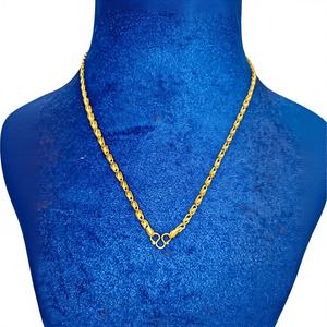 Cadena de Oro Indo de Lujo con Textura para Hombre, Oro de 22K, Cadena de Eslabones Ovalados de Diseño con Cierre de Gancho en W, Joyería de Alta Gama al por Mayor - Product Image 1